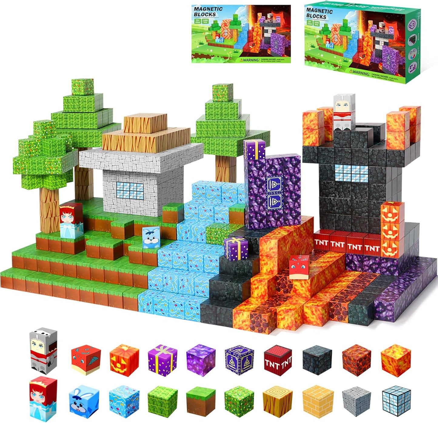 100PCS Magnetic Blocks by NVDILO - Adventure at Lava World