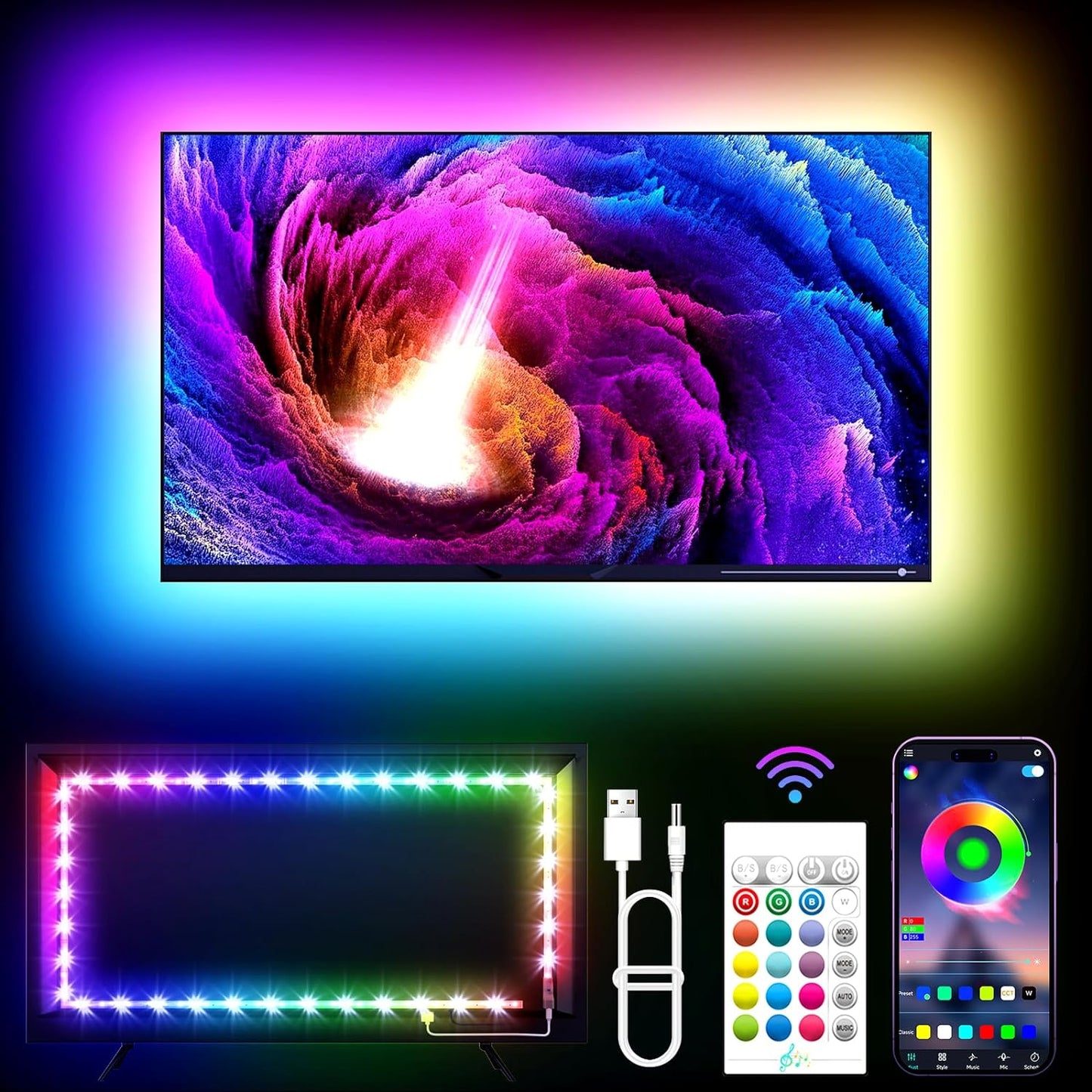 Immerse in Stunning Colors with 11.5ft RGB TV LED Lights