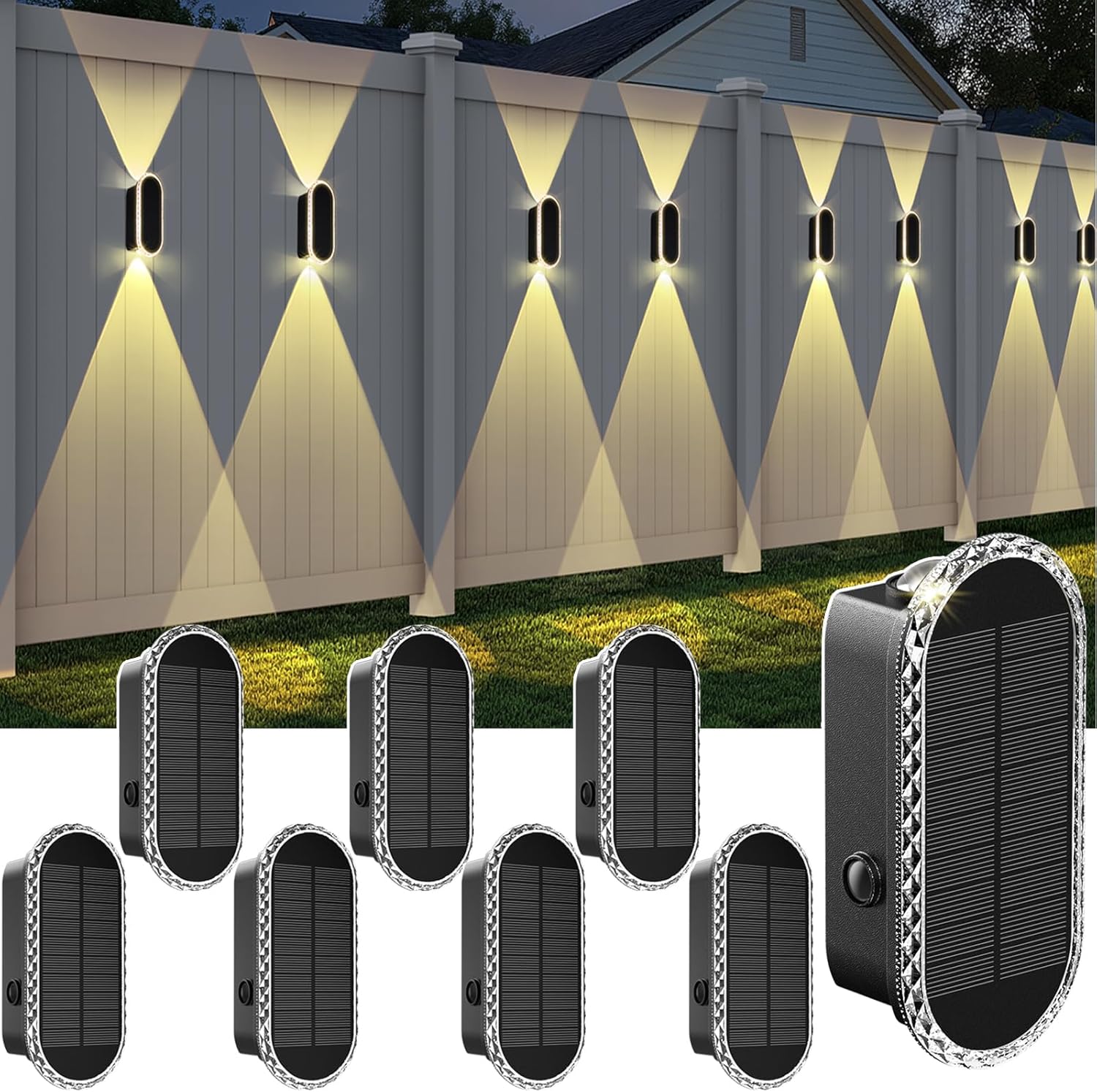 Solar Fence Lights Outdoor - 3 Modes, Waterproof & Bright