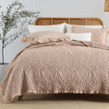 Pinkish Grey Ruffled Quilt King Size - Stone-Washed Lightweight Quilt