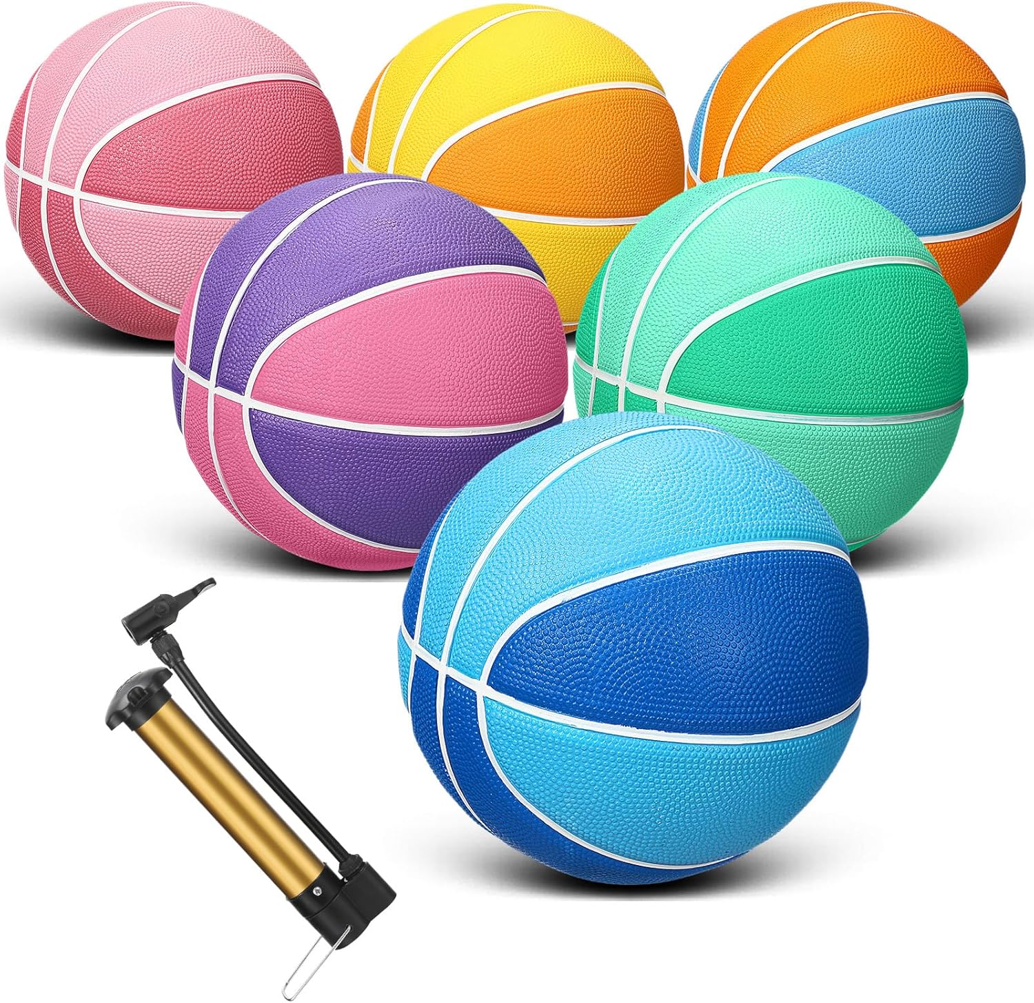 Jenaai 6 Pcs Rubber Basketballs Official Size for Training Games