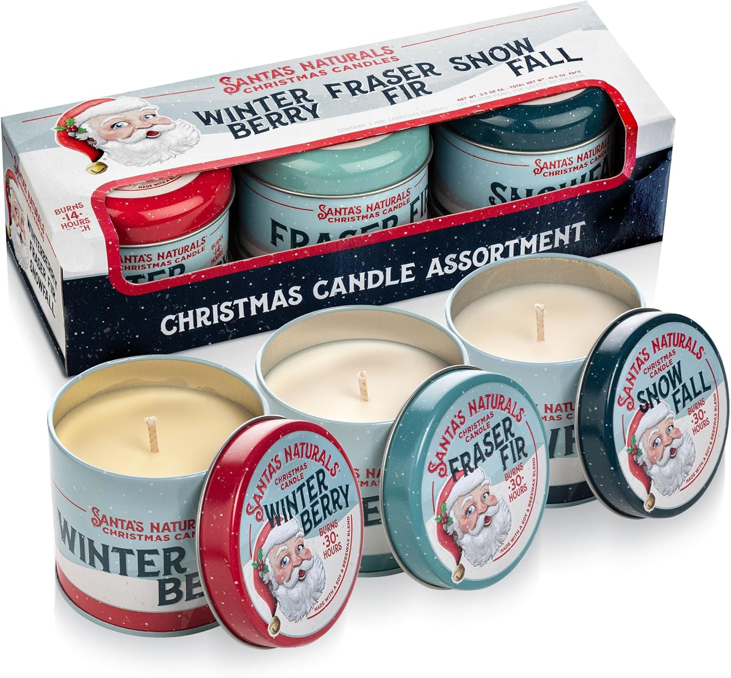 Santa's Naturals Christmas Candle Bundle for Festive Scents