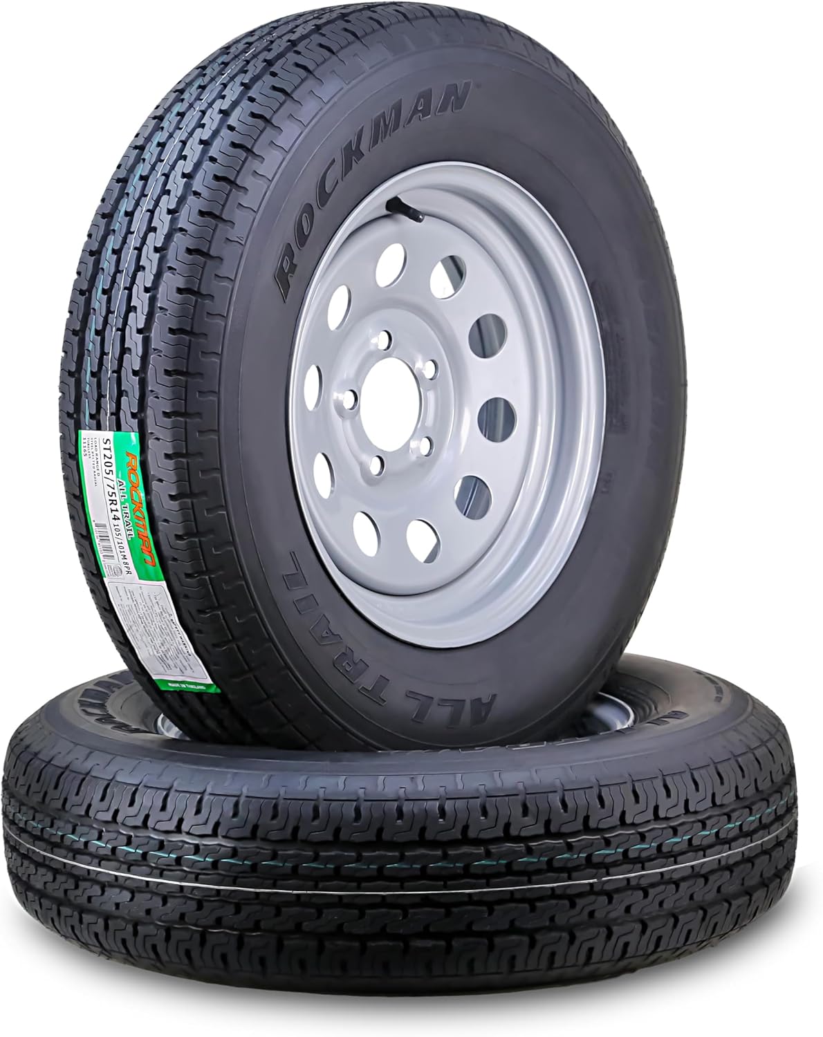 ROCKMAN Trailer Tire Wheel Assembly ST205/75R14 8-Ply D