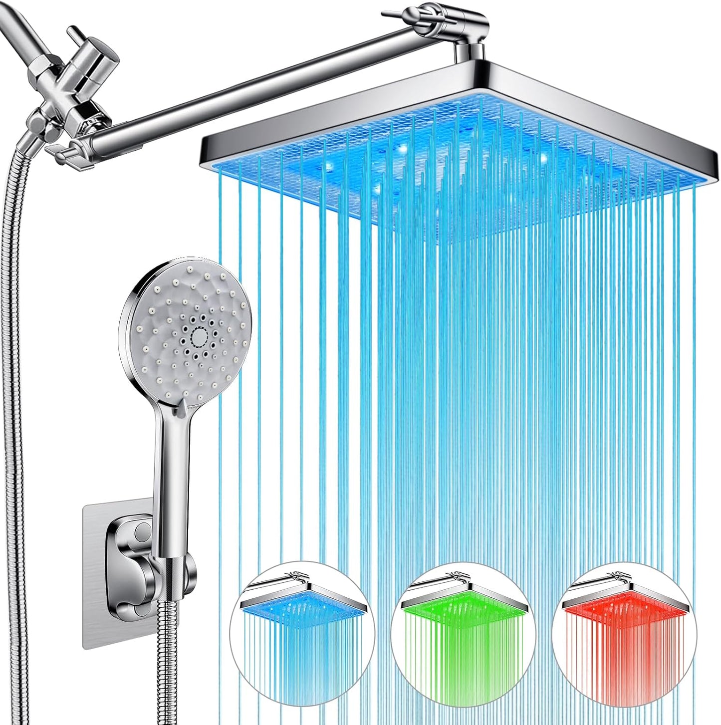 PinWin 8ft' Dual Rain Shower Head with 11ft' Extension Arm