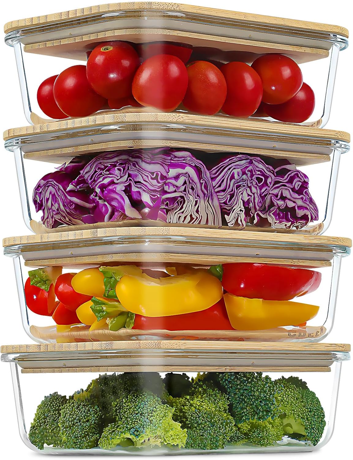 Urban Green Glass Containers with Bamboo Lids for Meal Prep
