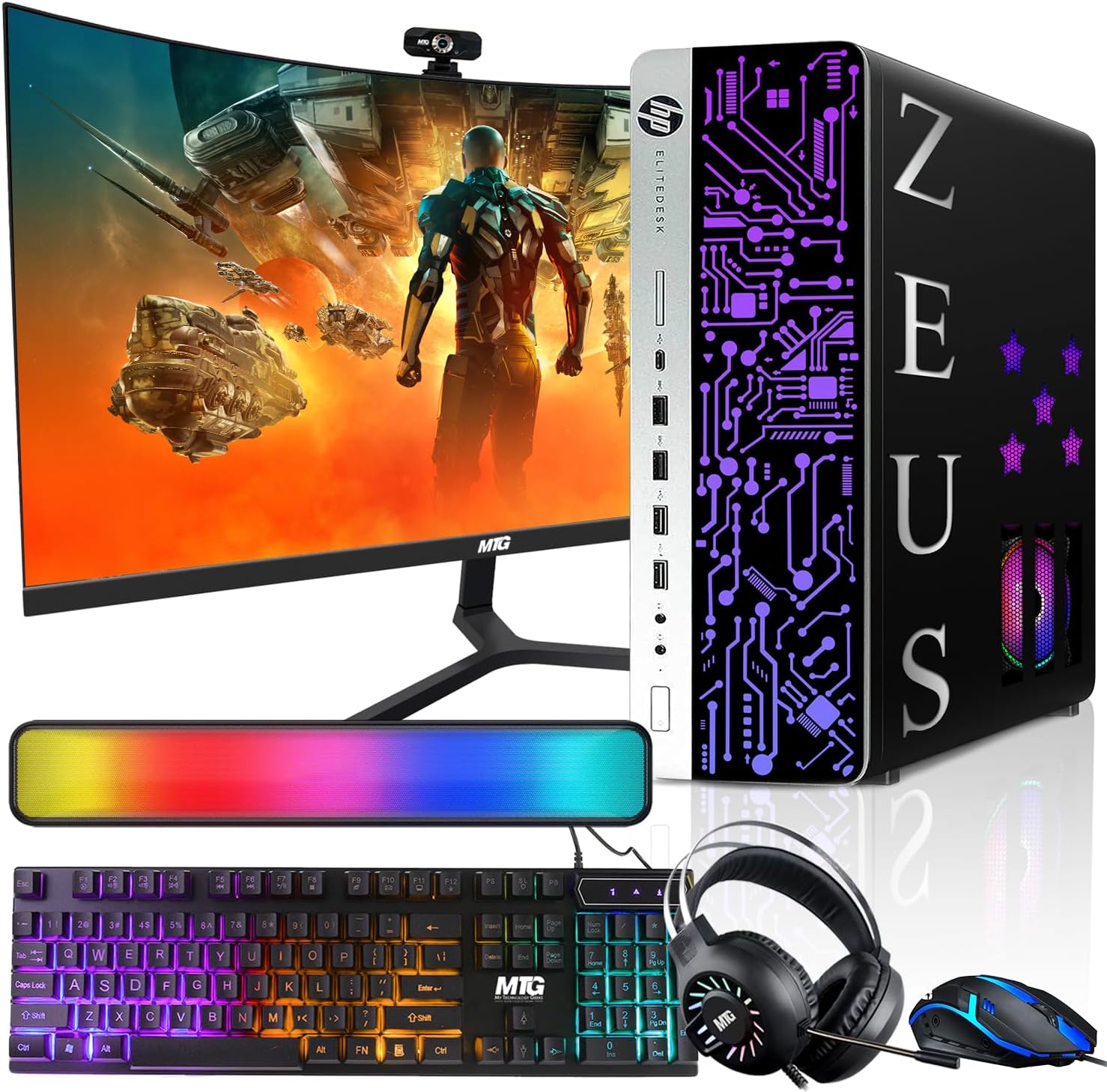 HP G3 Gaming Desktop PC with 24 Inch Curved Monitor and RGB Kit