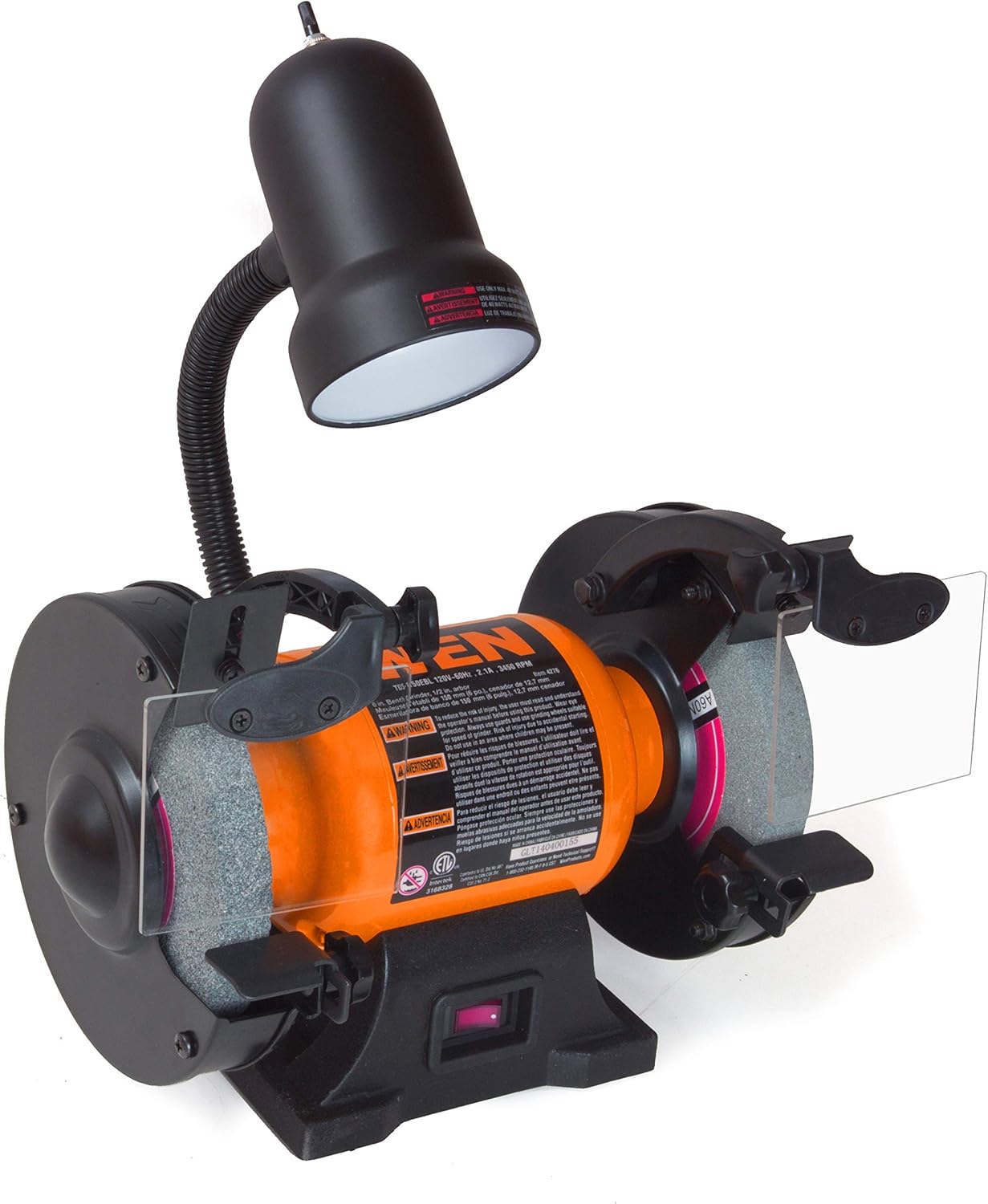 WEN BG4276 6-Inch Bench Grinder with Flexible Work Light