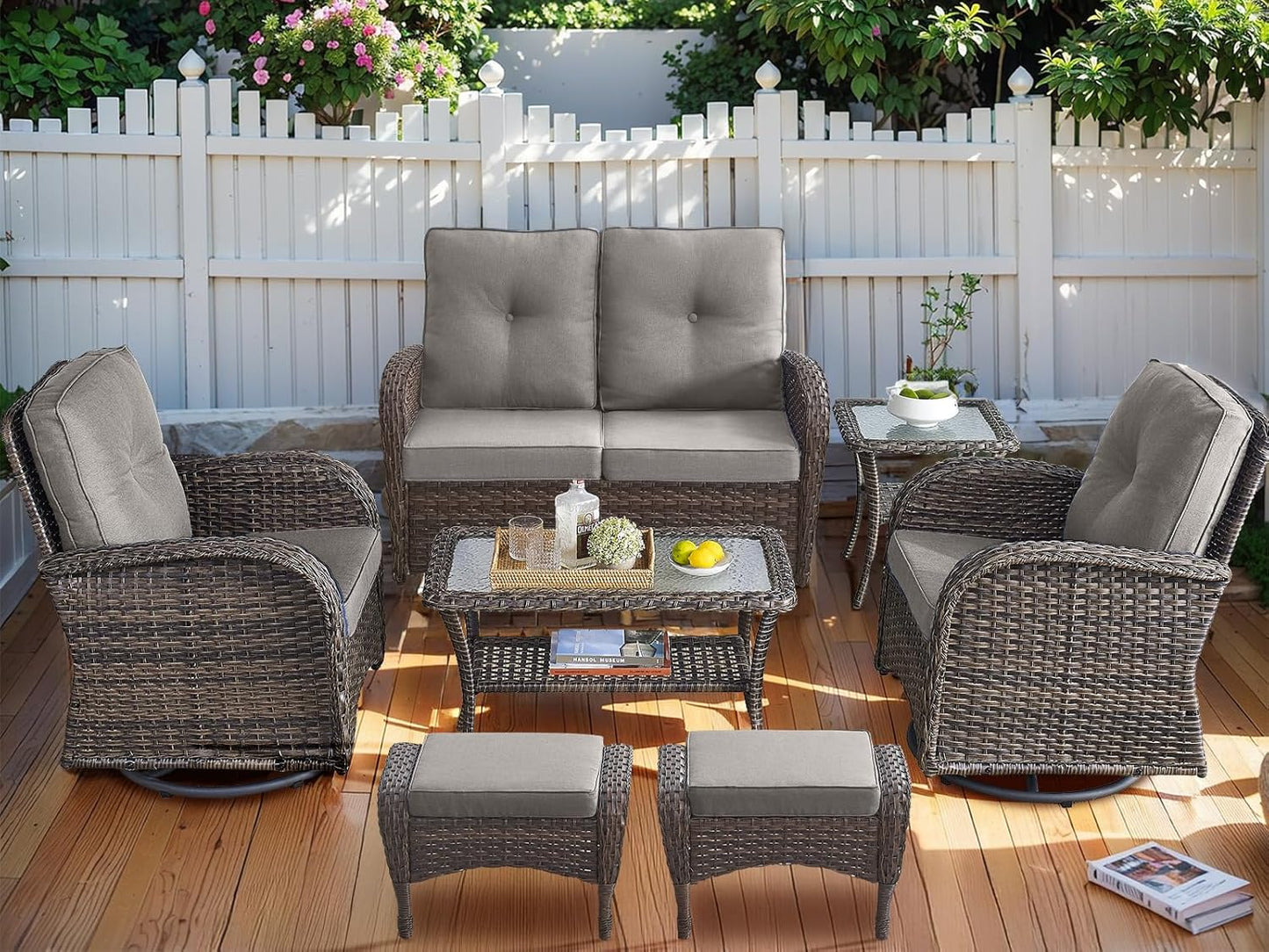 HUMMUH Patio Furniture 7-Piece Wicker Outdoor Set for Relaxation