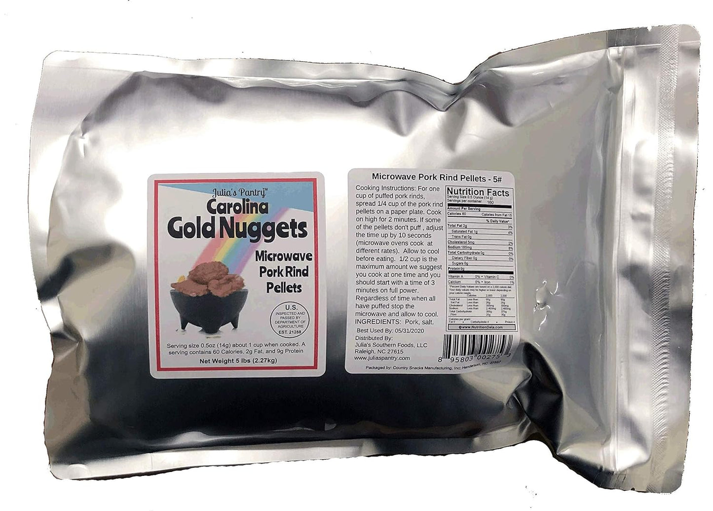 Carolina Gold Nuggets Microwave Pork Puffies Pork Rinds, 5 Lb