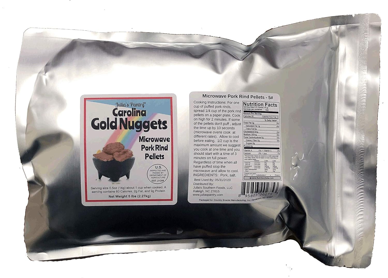 Carolina Gold Nuggets Microwave Pork Puffies Pork Rinds, 5 Lb