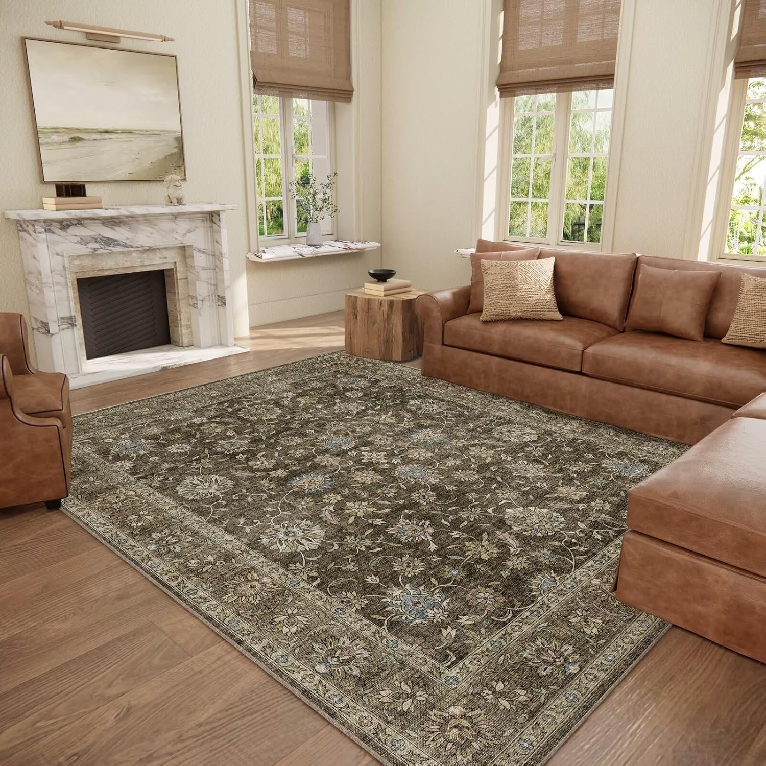 Washable 8x10 Area Rugs for Living Room, Boho Non-Slip Design