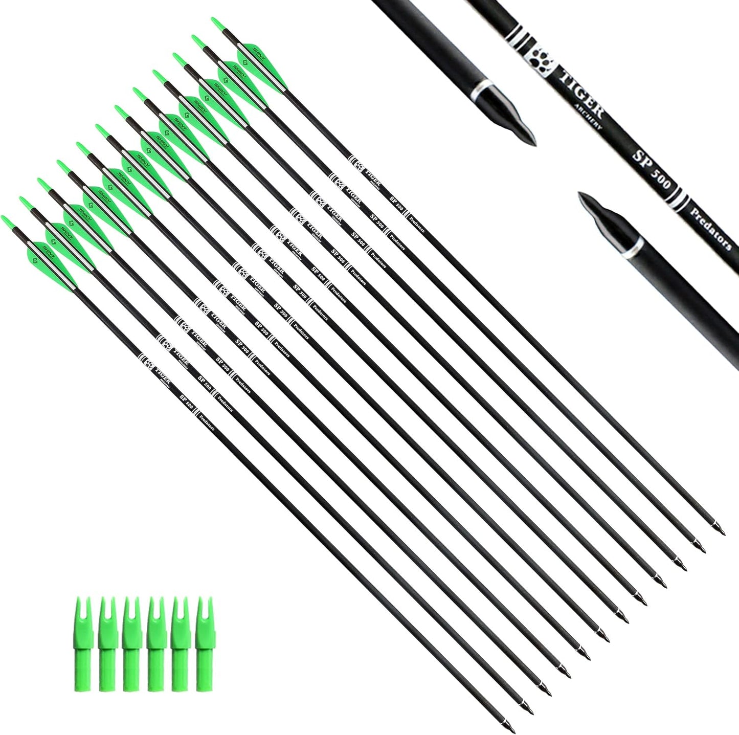 30Inch Carbon Arrow Practice Hunting Arrows for Bows - Pack of 12