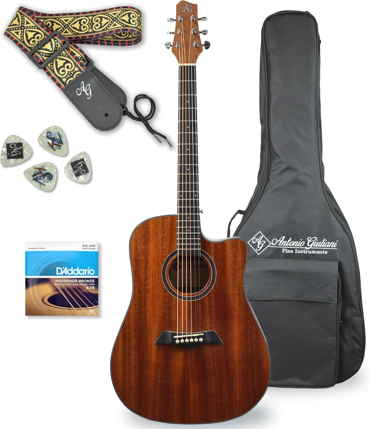 Antonio Giuliani Dreadnought Acoustic Guitar Bundle with Case
