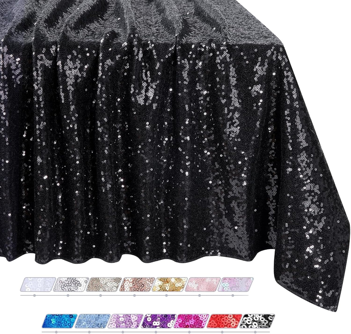 Black Sequin Tablecloth 90x156 for Weddings and Parties
