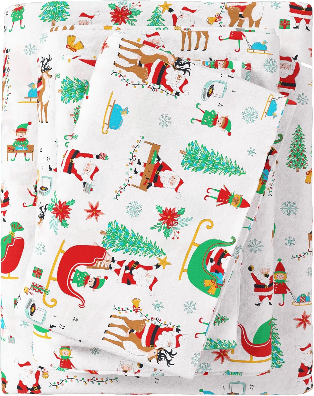Christmas Flannel Sheet Set Twin Size - Cozy 100% Turkish Cotton