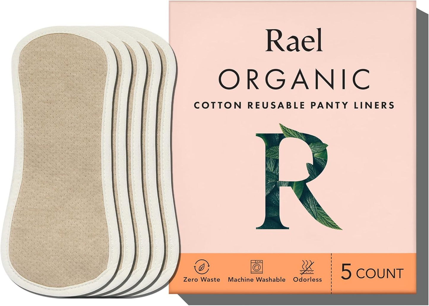 Rael Reusable Panty Liners for Women - Organic Cotton Comfort