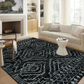 Wonnitar Moroccan 6x9 Area Rug - Washable Black Boho Accent