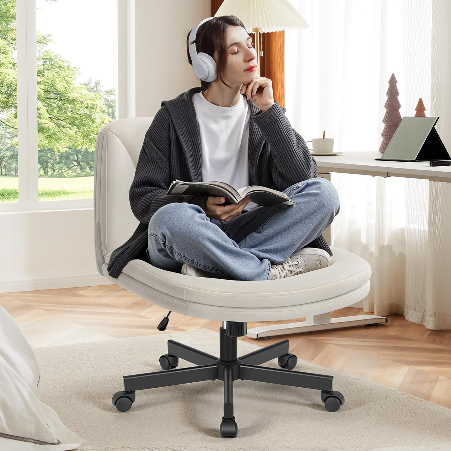 FelixKing Criss Cross Chair with Wheels for Home Office Comfort