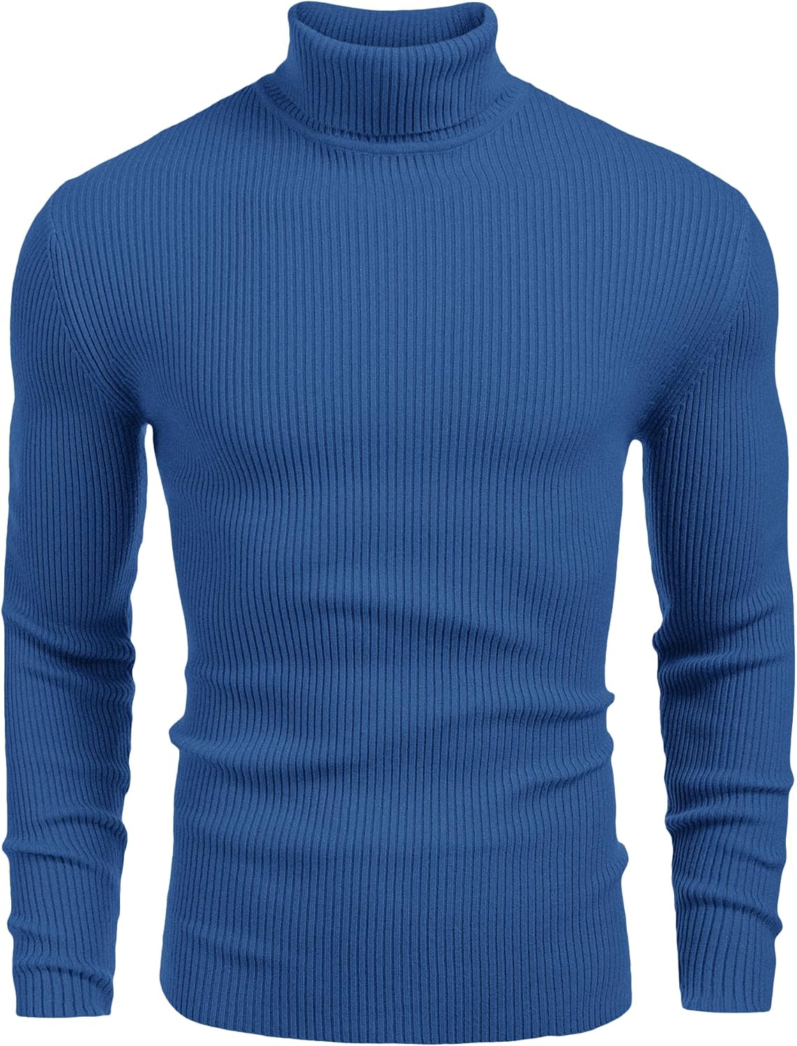 COOFANDY Mens Ribbed Slim Fit Knitted Turtleneck Sweater