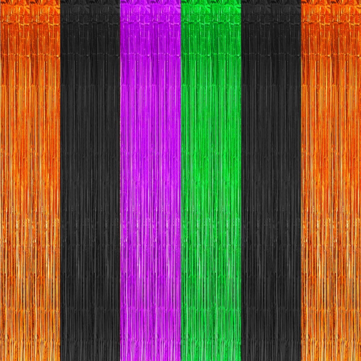 Halloween Foil Fringe Curtains Set by Hoomtry