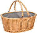 Wicker Picnic Basket with Double Folding Handles - Large 16in Hamper