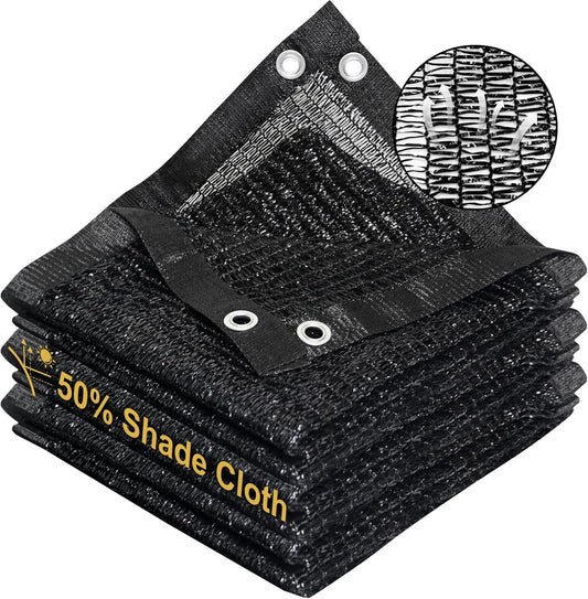 50% Black Shade Cloth with Grommets for Garden and Patio Use