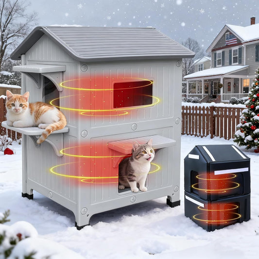 Plastic Outdoor Cat House with Insulated Liner for Winter Use