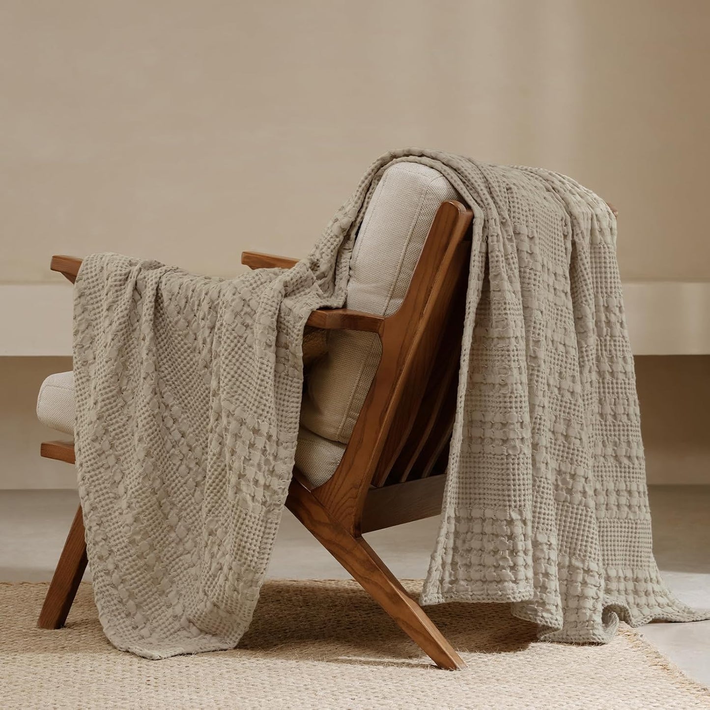 PHF 100% Cotton Waffle Weave Throw Blanket for Cozy Comfort