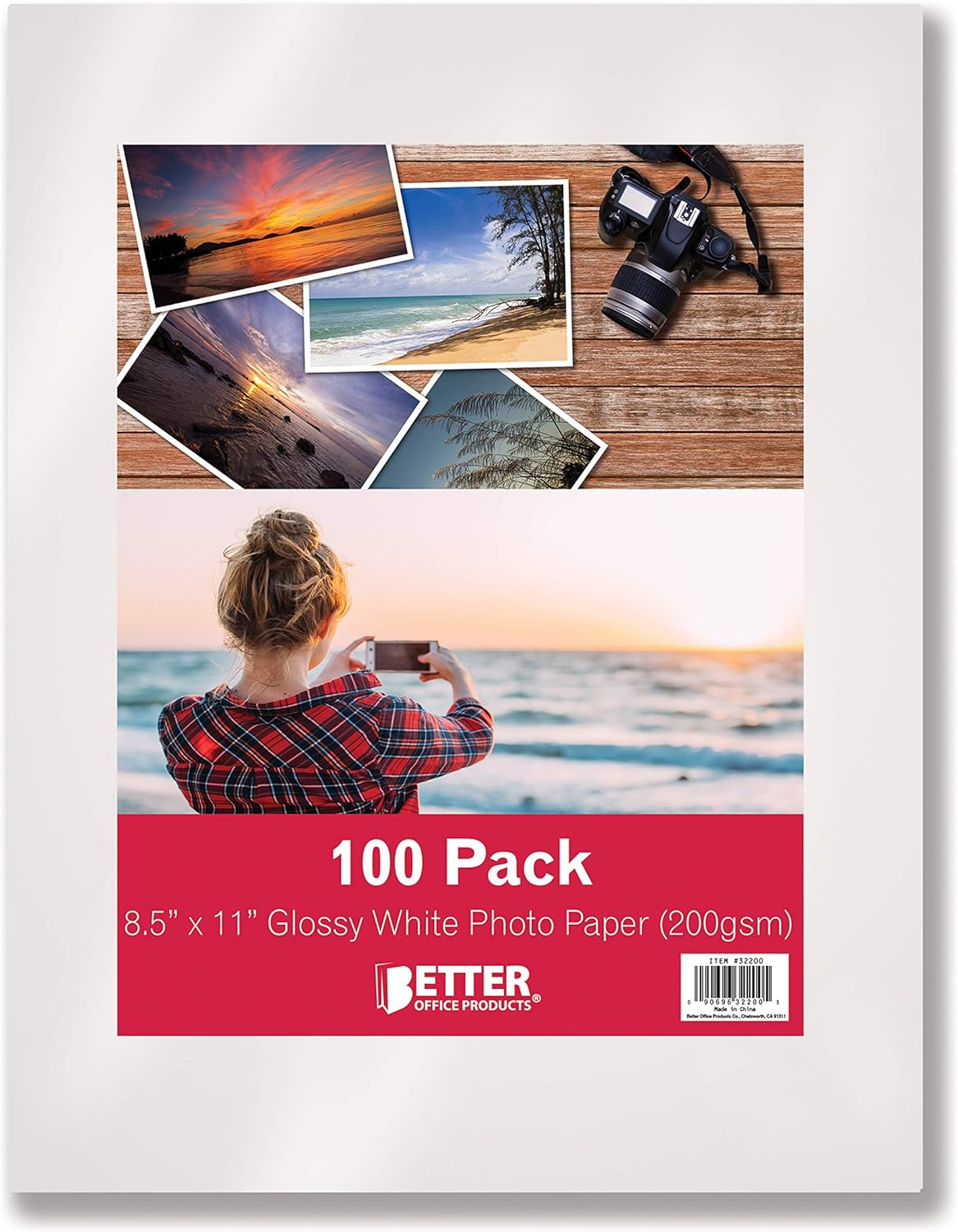 100 Sheets 8.5x11 Glossy Photo Paper - Vivid Prints!