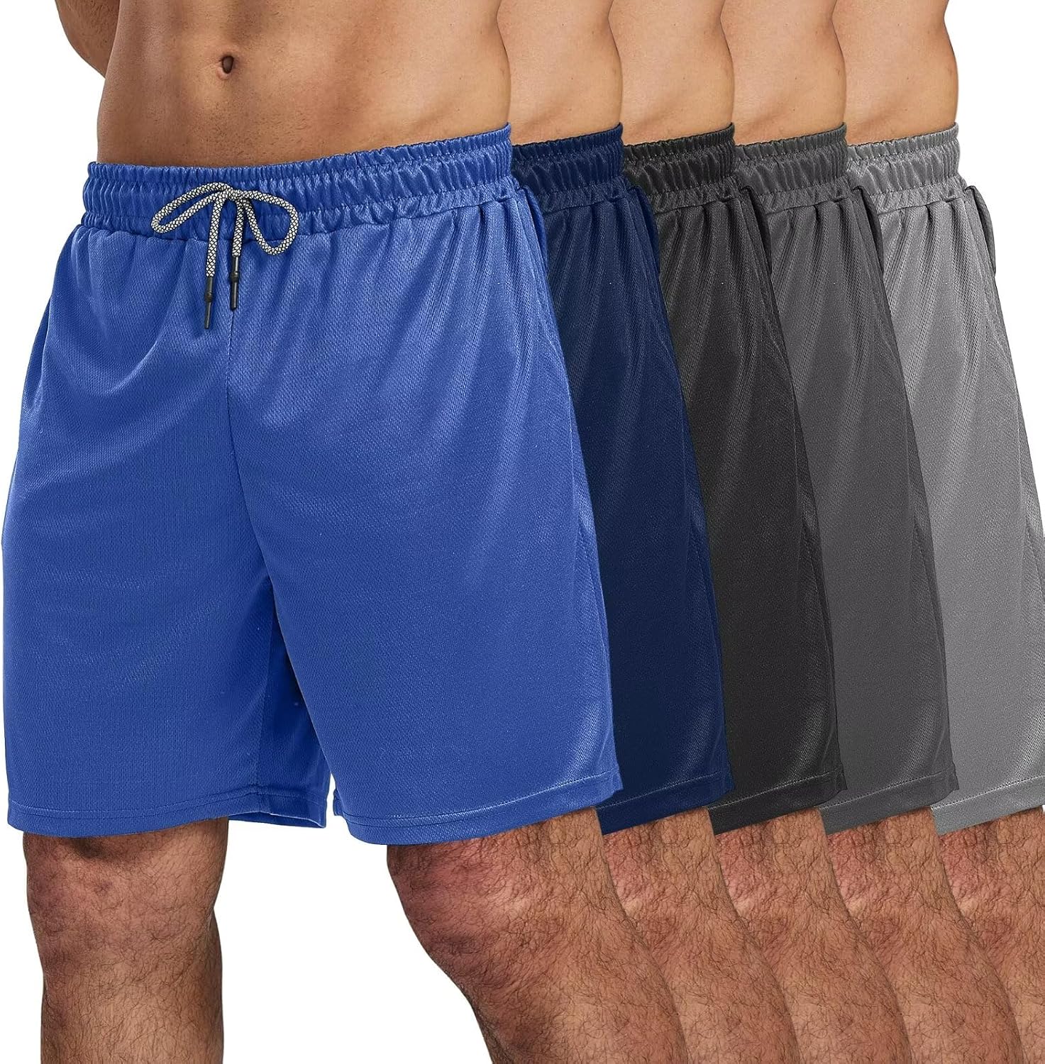 5 Pack Gym Shorts for Men 7 Inch - Athletic Running Shorts