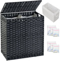 Laundry Hamper with Lid Wicker Basket 112 L - Large Breathable Storage