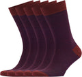 VRD Mens Dress Socks 5-Pack Bamboo Rayon Crew - Versatile Burgundy
