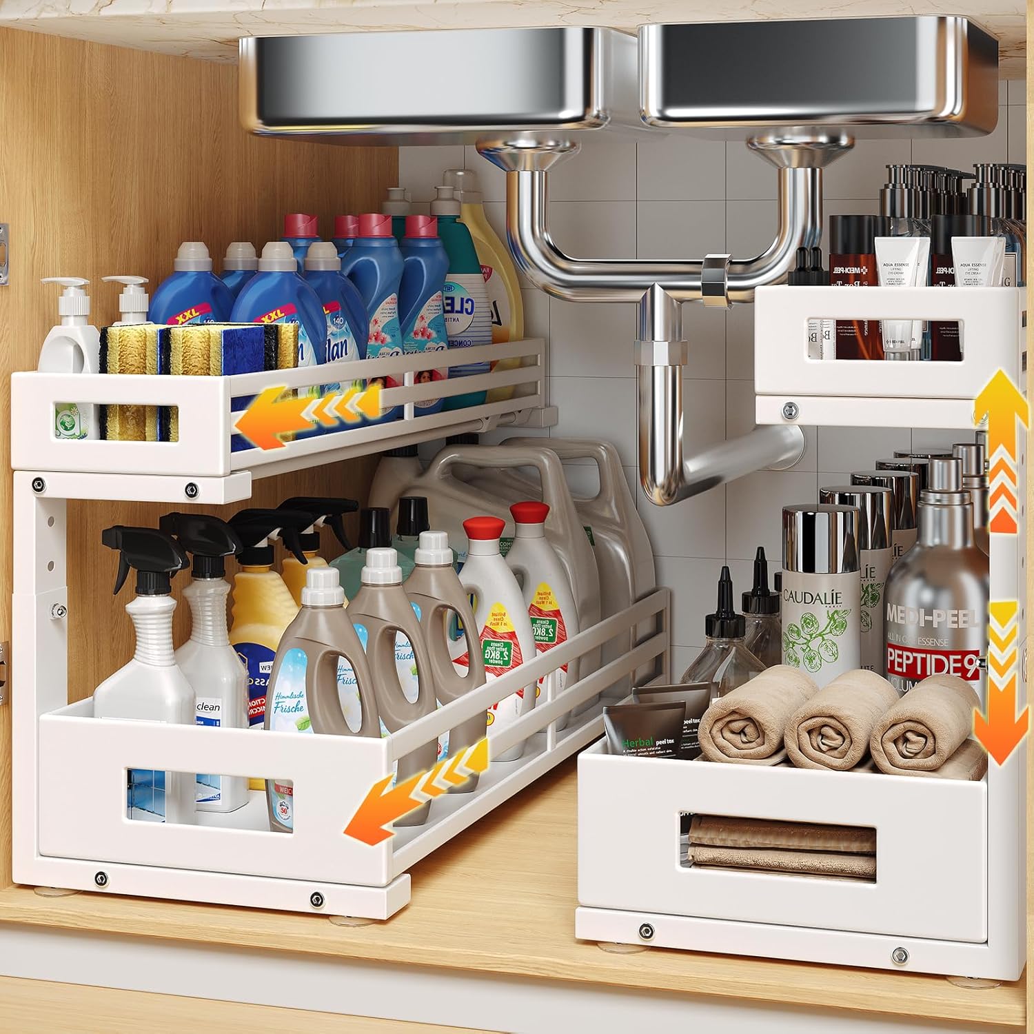 2-Pack 20.47in Deep Under Sink Organizer for Kitchen & Bathroom