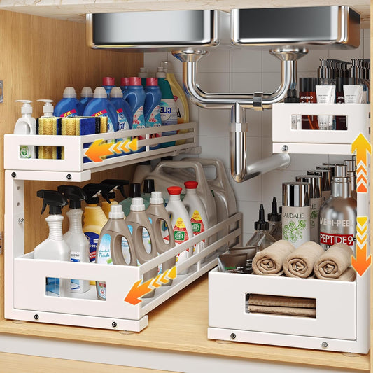 2-Pack 20.47in Deep Under Sink Organizer for Kitchen & Bathroom