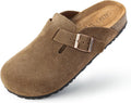 Womens Genuine Suede Clogs for Women - Natural Cork Footbed Comfort
