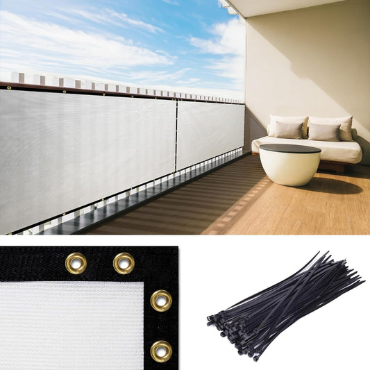 Royal Shade 3ft x 140ft White Balcony Privacy Screen for Outdoor Use