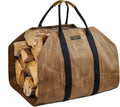 Waxed Canvas Firewood Carrier Log Tote - Heavy Duty Tan