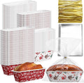 Christmas Paper Loaf Pans 50 Sets Mini Disposable Bread Pans - Festive