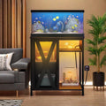 Fish Tank Stand with Power Outlets & LED Light - Stylish Aquarium