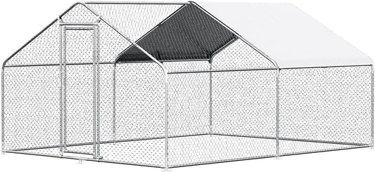 Large Metal Chicken Coop for Outdoor Poultry with Waterproof Cover