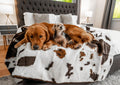 PupProtector Waterproof Throw Blanket Brown Cowhide - Calming Faux Fur