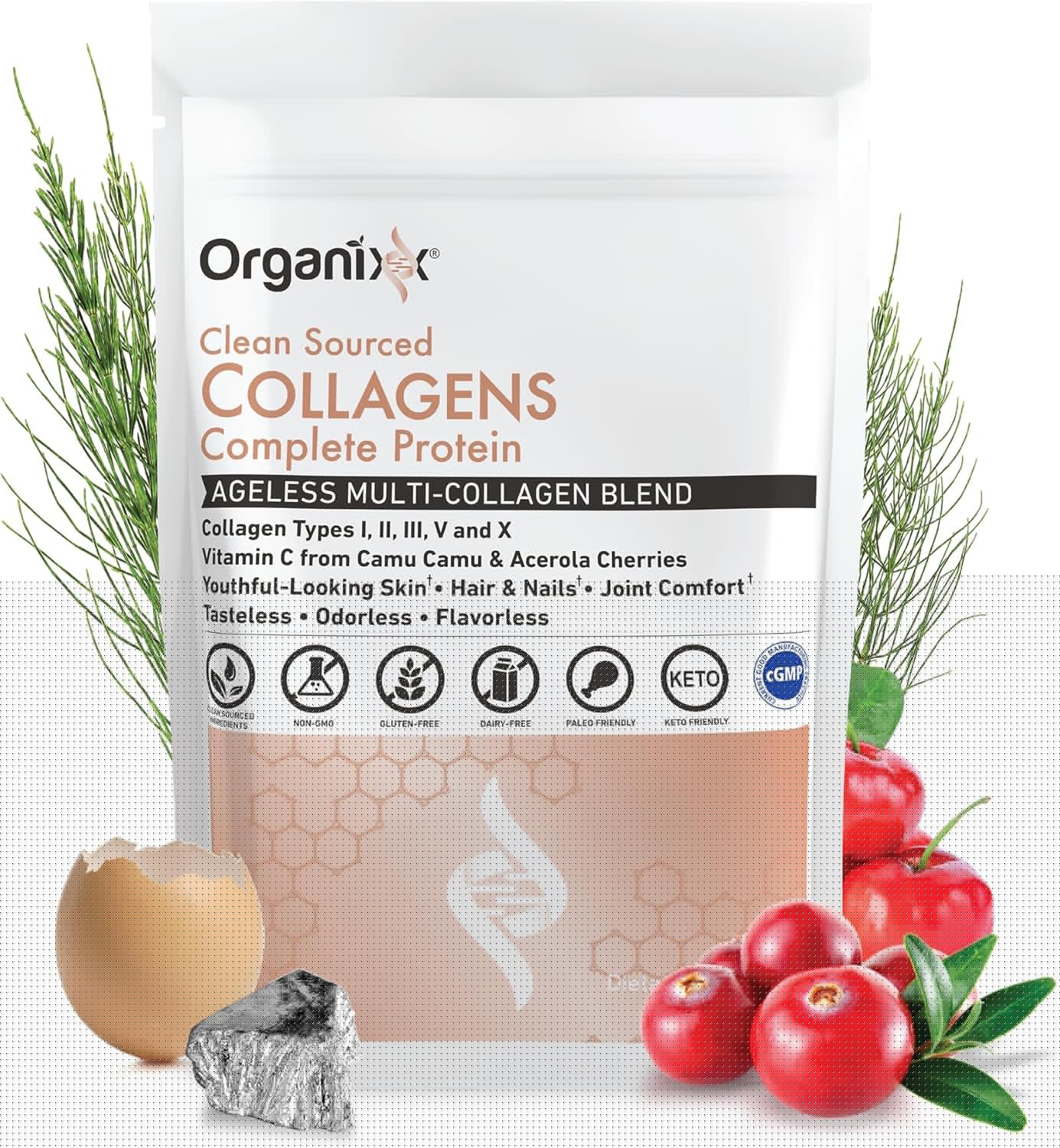Organixx Collagen Peptides Powder for Skin, Hair, and Joint Health