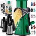 Rotary Cheese Grater with 5 Blades - Hand Crank Suction Base