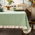Waffle Weave Textured Tablecloth 55x102 in - Retro Ruffle Elegance