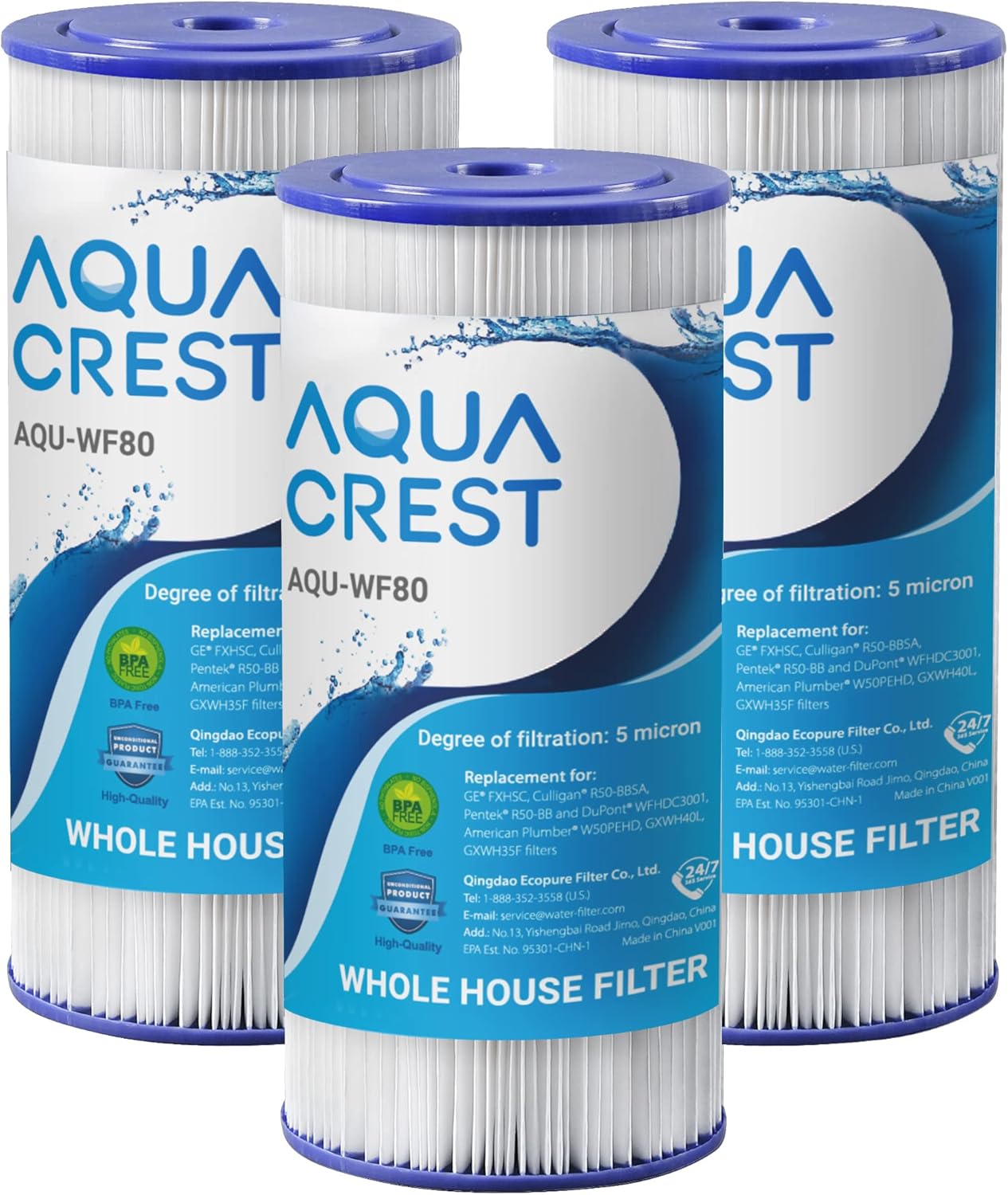 AQUA CREST FXHSC Whole House Water Filter Replacement Pack of 3