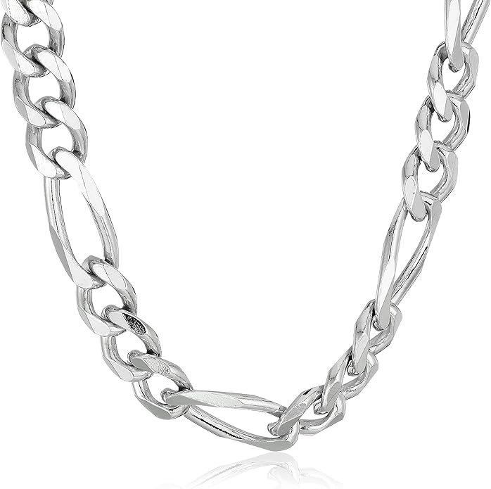 Men's Sterling Silver Italian Solid Figaro Link-Chain Necklace