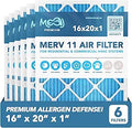 16x20x1 Air Filter 6-Pack MERV 11 - Premium Allergen Defense