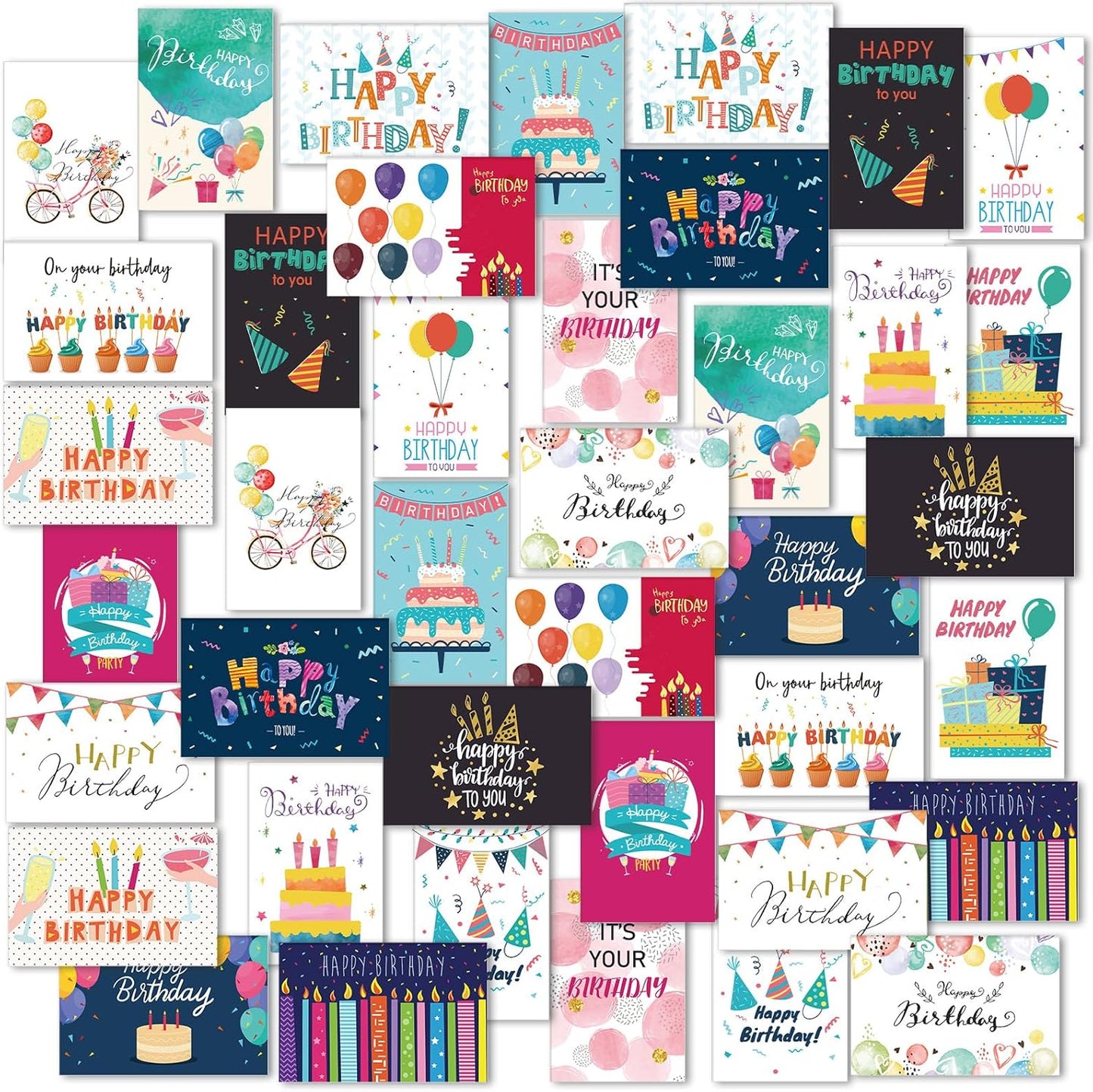 200 Pack Happy Birthday Cards Assorted Bulk for All Ages