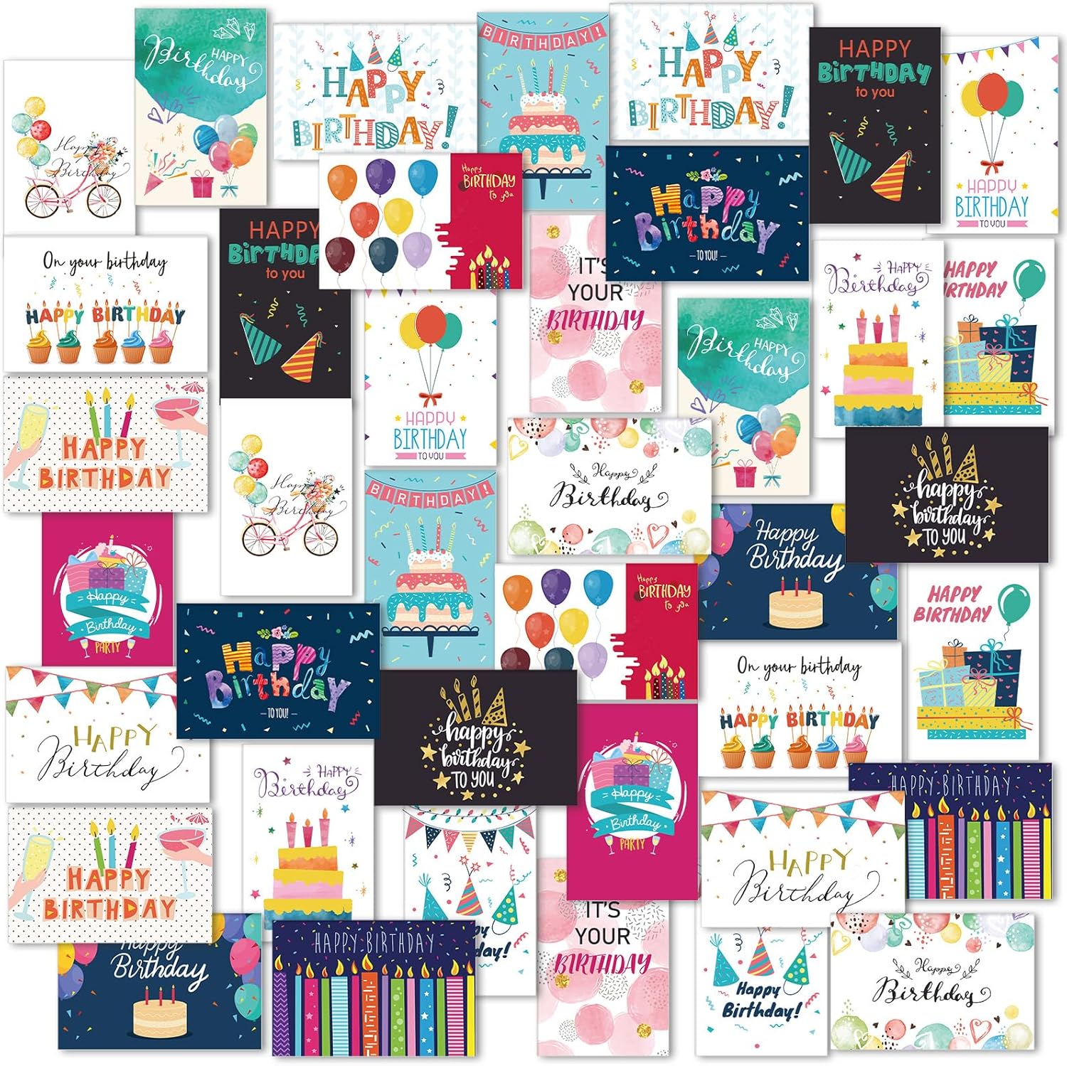 200 Pack Happy Birthday Cards Assorted Bulk for All Ages