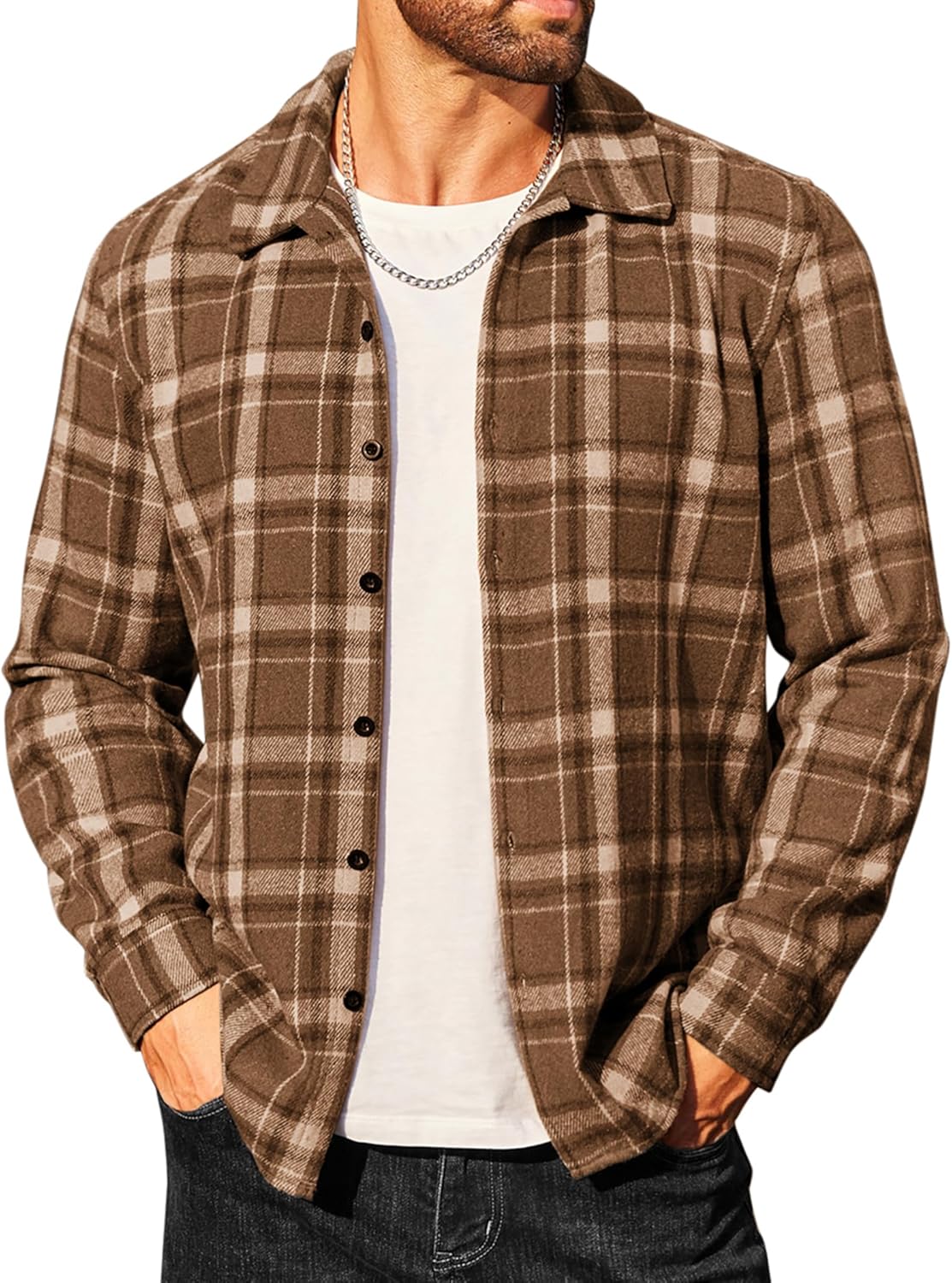 Stylish COOFANDY Men's Flannel Shirt Jacket for All Seasons